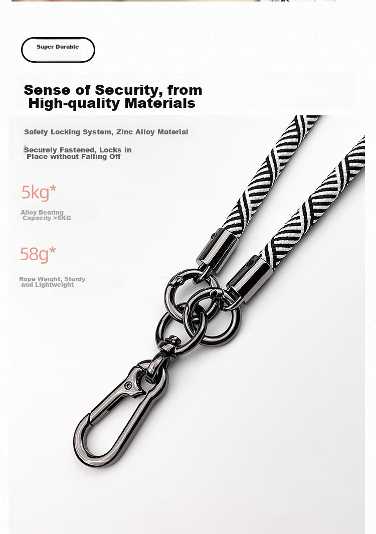 BZBC Phone Strap Neck Strap Crossbody Adjustable Retractable Anti-Loss Phone Case Braided Cord Long Style Suitable for Apple Huawei Android Phones Trendy Versatile Black And White 8