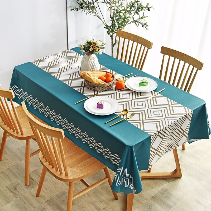 MOON TIME Tablecloth, Fabric Waterproof And Oil-Proof, Washable Dining Table Cover, Rectangular Table Mat for Restaurant, PVC Table Pad, Dining Mat, 140*180