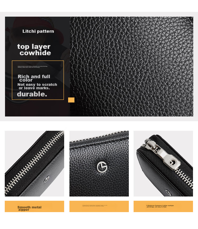 Goldlion Men's Card Holder Gift Box, Business Card Case with Zipper, Leather Sleeve, Birthday Gift for Gifting 2