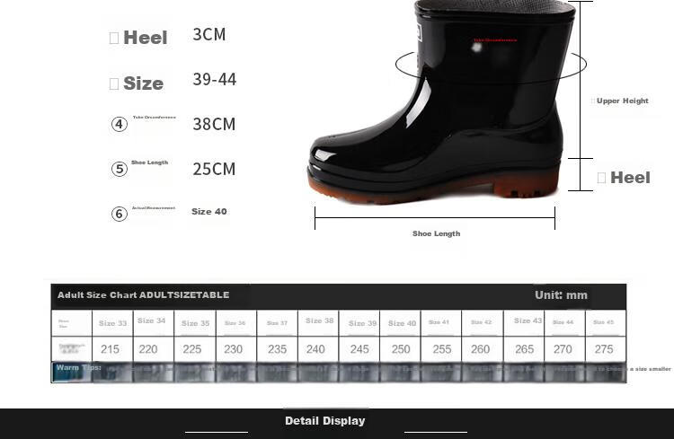Warrior Men's Low-Top Adult Rain Boots, Rubber Shoes, Waterproof Shoes, Water Boots HXL57-S Black Single Layer Size 41 4