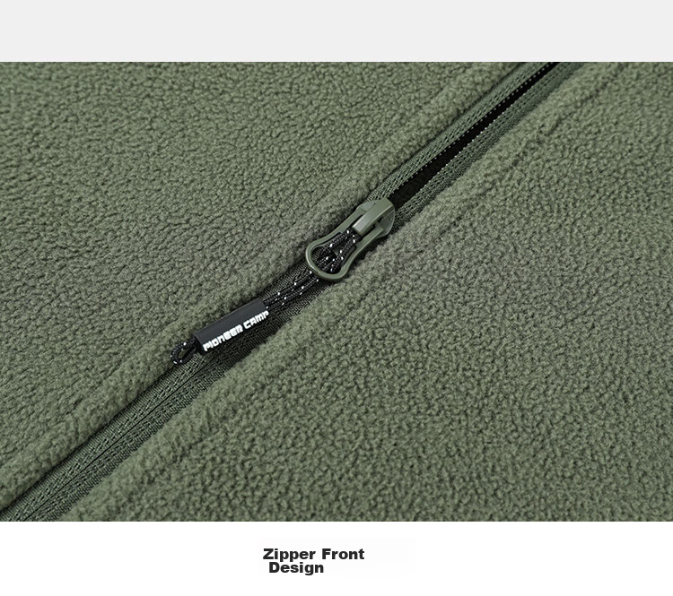 Pioneer Camp Fleece Jacket for Men, Autumn And Winter Sherpa Fleece Coat, Thickened Stand Collar Outdoor Sports Hiking Warm Outerwear 30