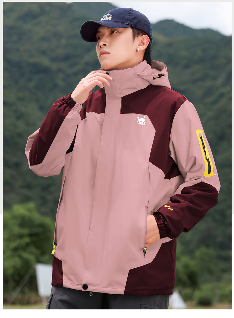 EASTERN CAMEL Couple's Three-In Outdoor Jacket for Men And Women with Detachable Windproof Layer, Black Three-In 3XL 24