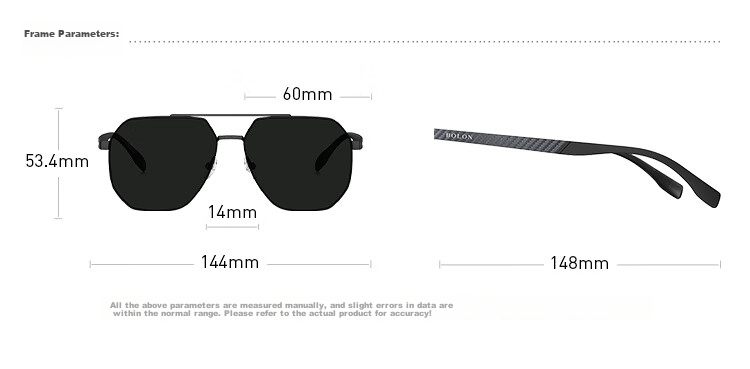 BOLON Eyeglasses-Inspired Aviator Polarized Sunglasses, Driving UV Protection Sunglasses for Men, Trendy Style BL7199D17 9
