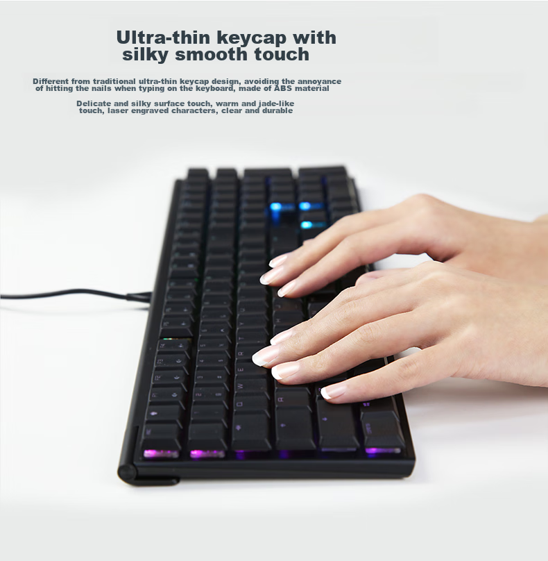 CHERRY MX10.0 Mechanical Keyboard, Wired Keyboard, Gaming Keyboard, RGB Lighting Effects, Ultra-Thin Body, Alloy Shell, Black, MX LP Switches 6