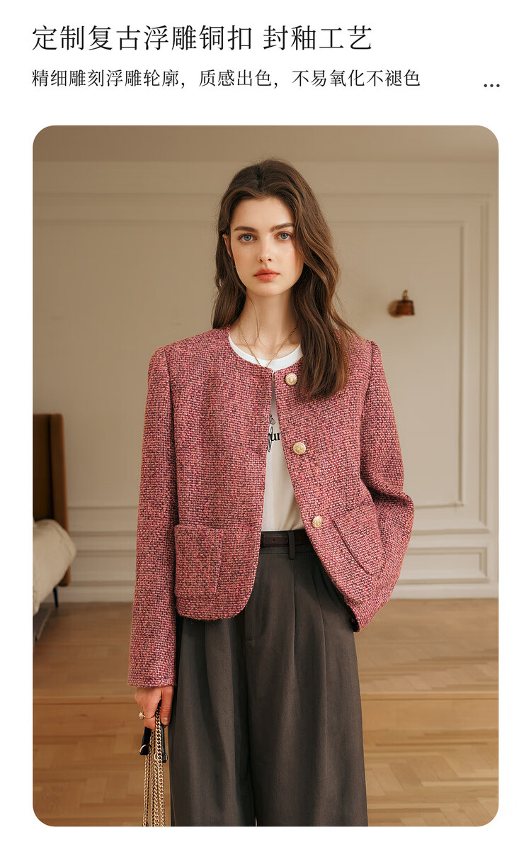 Olrain Eurielle New Year Red Coat Little Chanel Style Women's Elegant Commuting Top Encore Red Upgraded Version M 2