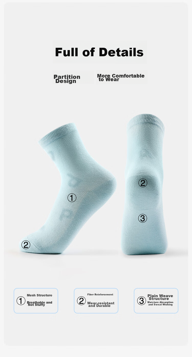 JD Original 5 Pairs of Pure Cotton Mid-Calf Socks for Children in Autumn And Winter, Xinjiang Cotton 10A Antibacterial Floor Socks, Student Cotton Socks, 22-24cm 11