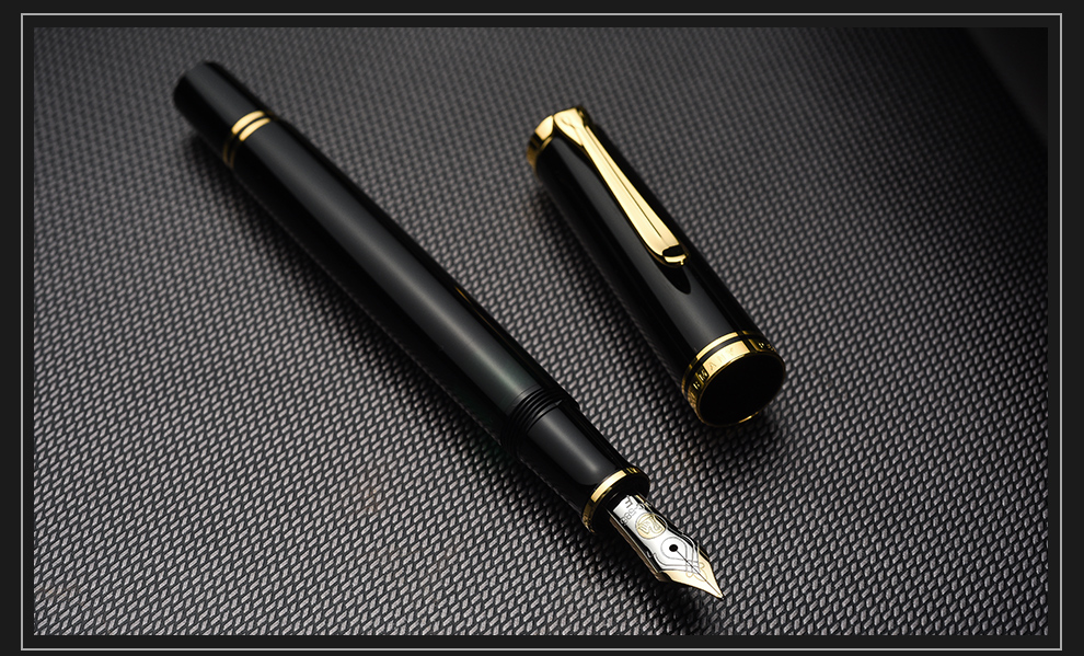 百利金(pelikan)m400施德莱斯曼线条14k镀金笔尖树脂笔杆圆礼盒-黑色f