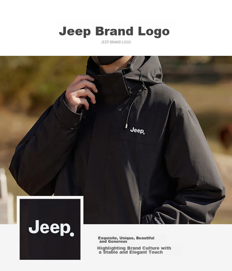 JEEP Unisex Couple Winter 3-in-1 Down Jacket Black L 10