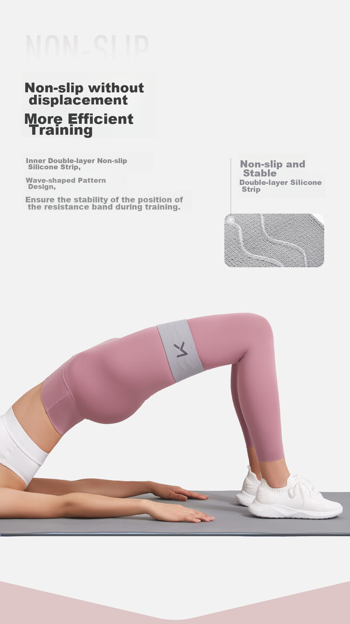 Keep Knitted Butt-Lifting Resistance Band Ring, High-End Glute Exercise, 120 Lbs Capacity, Non-Slip Elastic Upgrade, Peach Pink, Size L 8