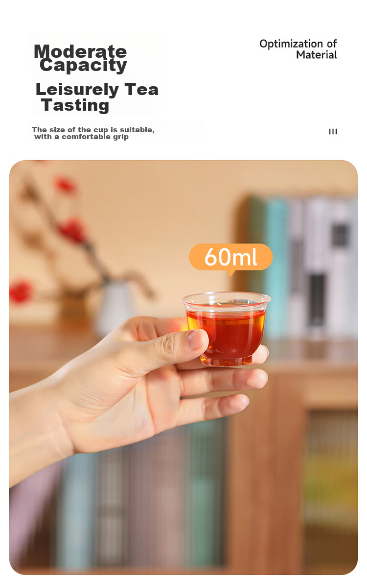 MARYYA Disposable Tea Cups, 60ml*100 Pieces, Thickened Aviation Space Plastic Kung Fu Tea Cups, Food-Grade High Temperature Resistant Cups 11