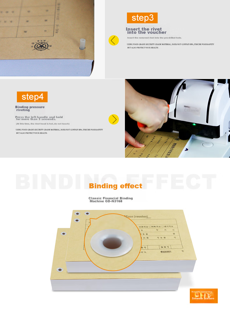 GOLDEN GD-N3168 Financial Document Binding Machine, Labor-Saving Bill Hole Puncher 9