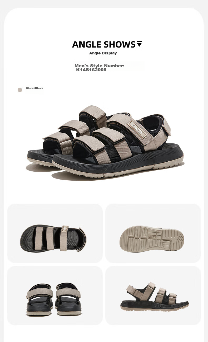 CAMEL Velcro Contrast Color Beach Sandals, Women's Sports Casual Shoes, K24B16L2010, Lavender Purple, Size 38 56