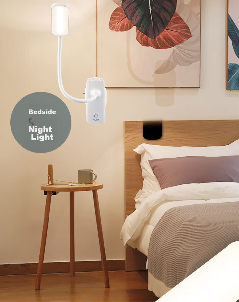 DELIXI Dual-Use Desk Lamp with Charging Port, Home Study Reading Light, Bedroom Dorm Clip-On Lamp Bedside Lamp 6