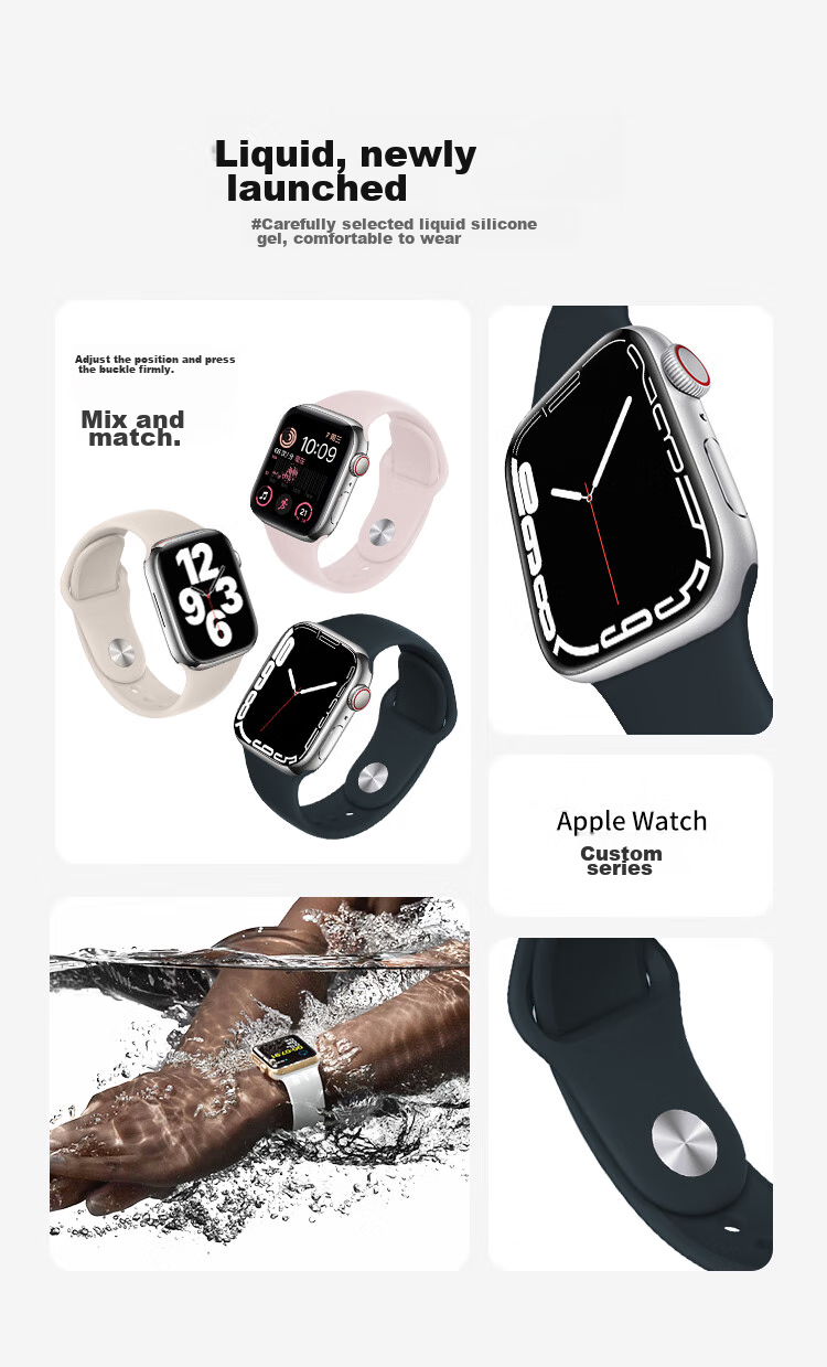 MSSM Compatible Silicone Watch Band for Apple Watch, Suitable for Apple IWatch Series 11/ultra4/S12/10/9/SE3 Sports Bands for Men And Women, Starlight Color, Sizes 38/40/41/42 4