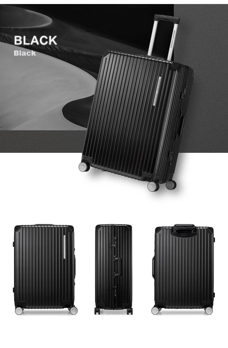 AMERICAN TOURISTER Luggage, 24-Inch Large Capacity Suitcase, PC Material Travel Case, Frame Case with Password Lock, NH7, Black 14