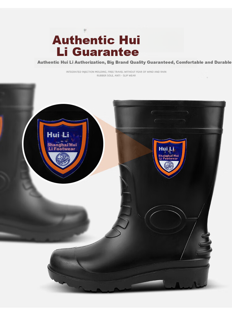 Warrior Rain Boots for Men, Waterproof Outdoor Shoes, Durable Rubber Boots, Non-Slip Rain Boots, Overshoes HL8O9 Black Mid-Calf Size 41 3