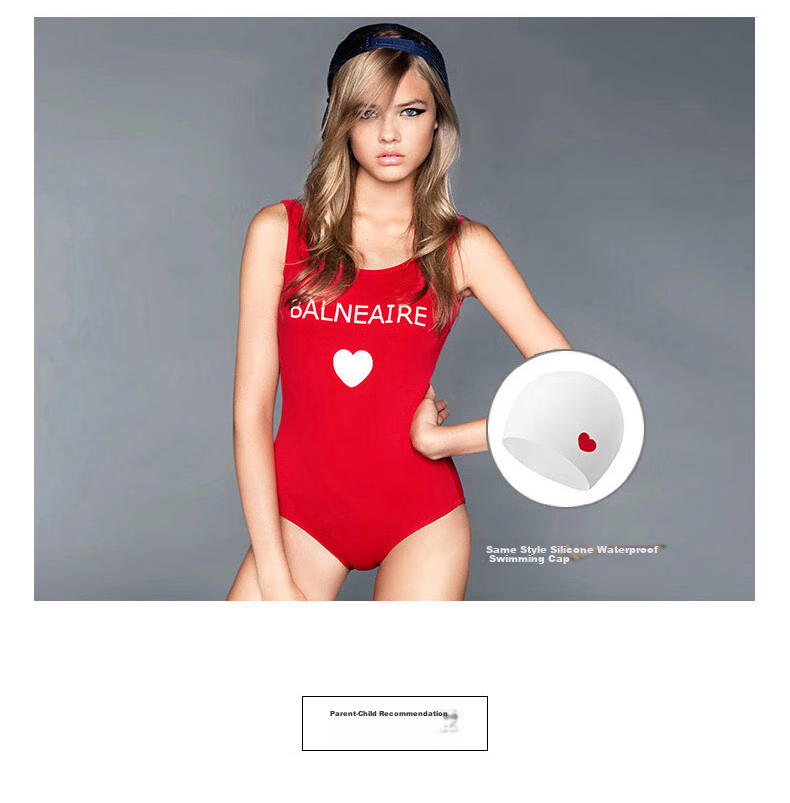 BALNEAIRE [Gike Linyi's Same Style] Little Red Heart Series One-Piece Swimsuit for Women, Slimming Back Design, Hot Spring Beach Wear, XL 60551 9