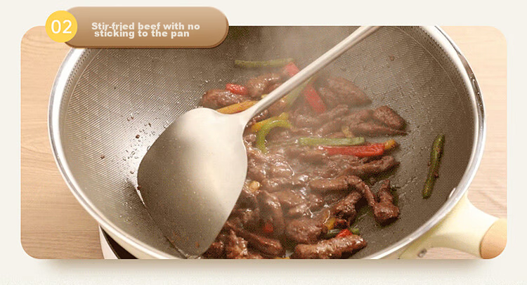 COOKER KING Non-Stick Wok, Household Titanium Frying Pan, Stainless Steel Wok, Induction Cooker Titanium Pan, 32cm 13