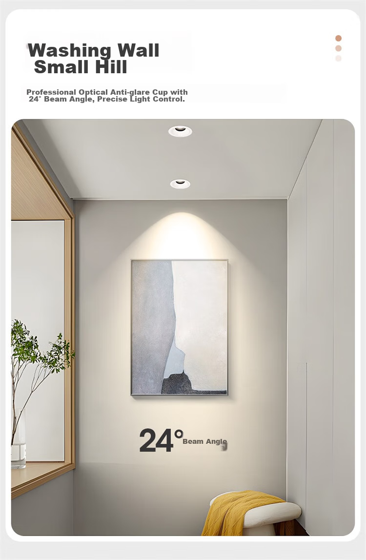 NVC LED Spotlight, Living Room Hallway Background Recessed Anti-Glare Small Hill Aluminum Material, 7W Tri-Color White Cup [Lianhua] 4