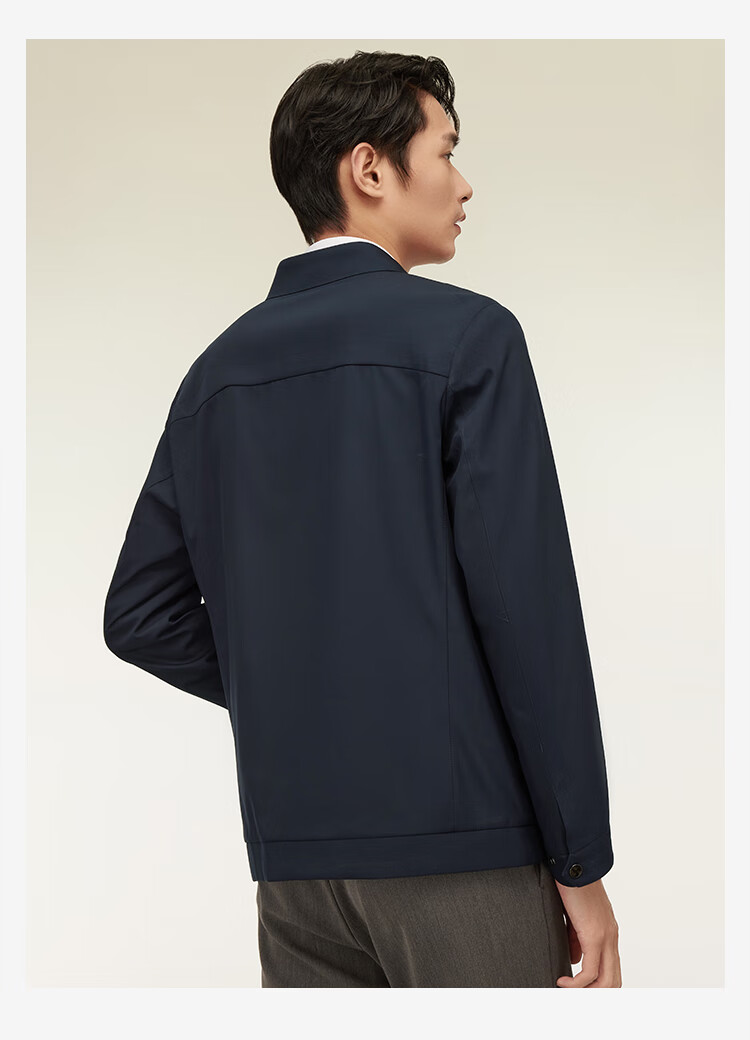 Hodo Jacket for Men, Turn-Down Collar, Comfortable Solid Color, Short Administrative Style, Cadre Style Office Style Coat for Men, B5 Navy Blue, Size 170 20