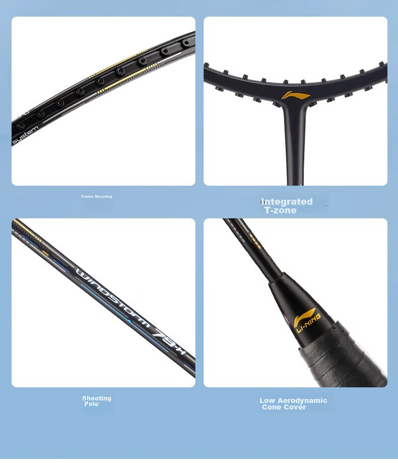 Li-Ning Badminton Racket Storm 79, Full Carbon High Weight WS79 Ultra-Light 5U Black Unstrung Racket, Single Racket AYPT449-5 13