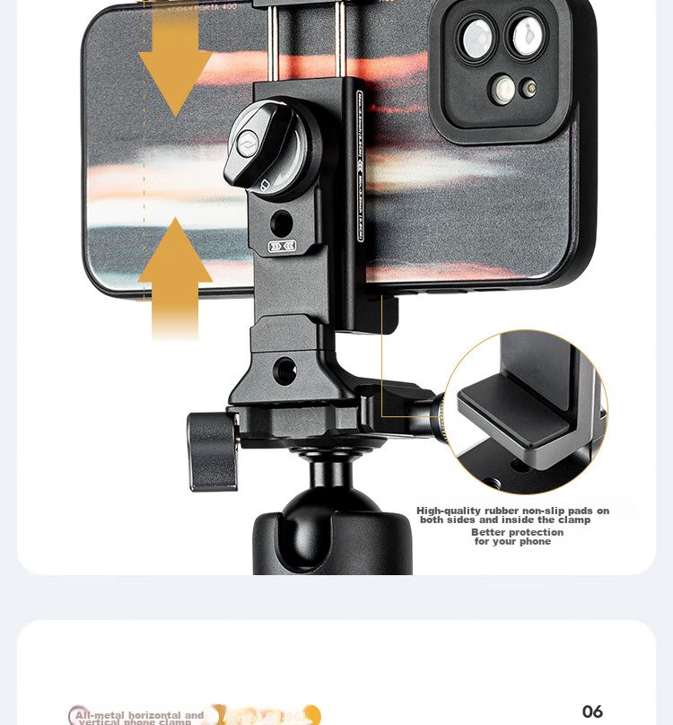 Fotopro SJ-96L Akar Yan-Tail Groove, All-Metal Double Cold Shoe with Expandable Design, Horizontal And Vertical Camera Phone Clamp 12