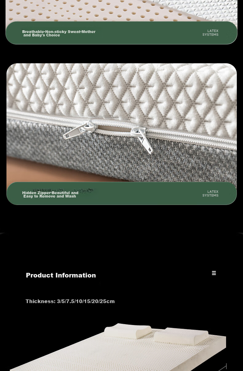 Latex Systems, Imported Latex Mattress from Thailand, 85D Tatami, 95% Content, Double Size, 1.8*2 Meters, 7.5cm Thick 22