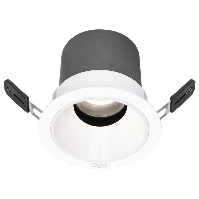NVC LED Spotlight, Living Room Hallway Background Recessed Anti-Glare Small Hill Aluminum Material, 7W Tri-Color White Cup [Lianhua]