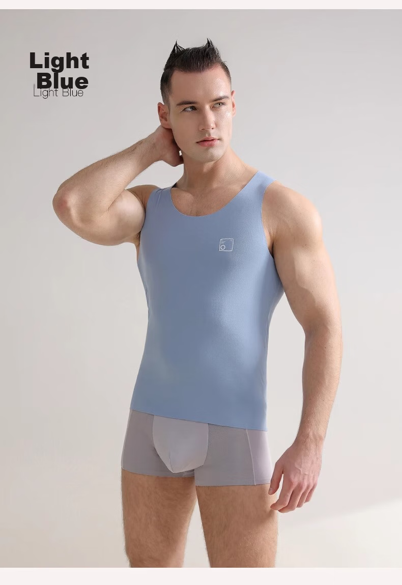 MiiOW [2-Pack] 80s Modal Men's Tank Top, Summer Thin Ice Silk Seamless Sports Quick-Dry Undershirt 14