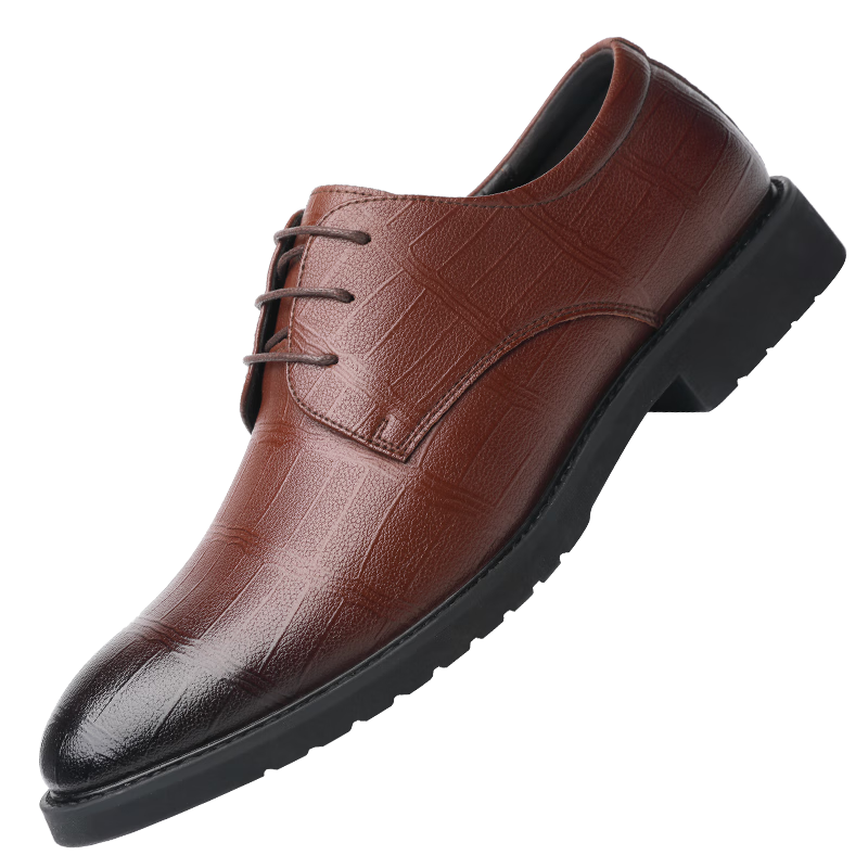 CARTELO Soft Cowhide Men's Leather Shoes, Business Formal Shoes, Height-Increasing Men's Shoes, Fleece-Lined Leather Shoes for Men, 9585, Brown, Size 42