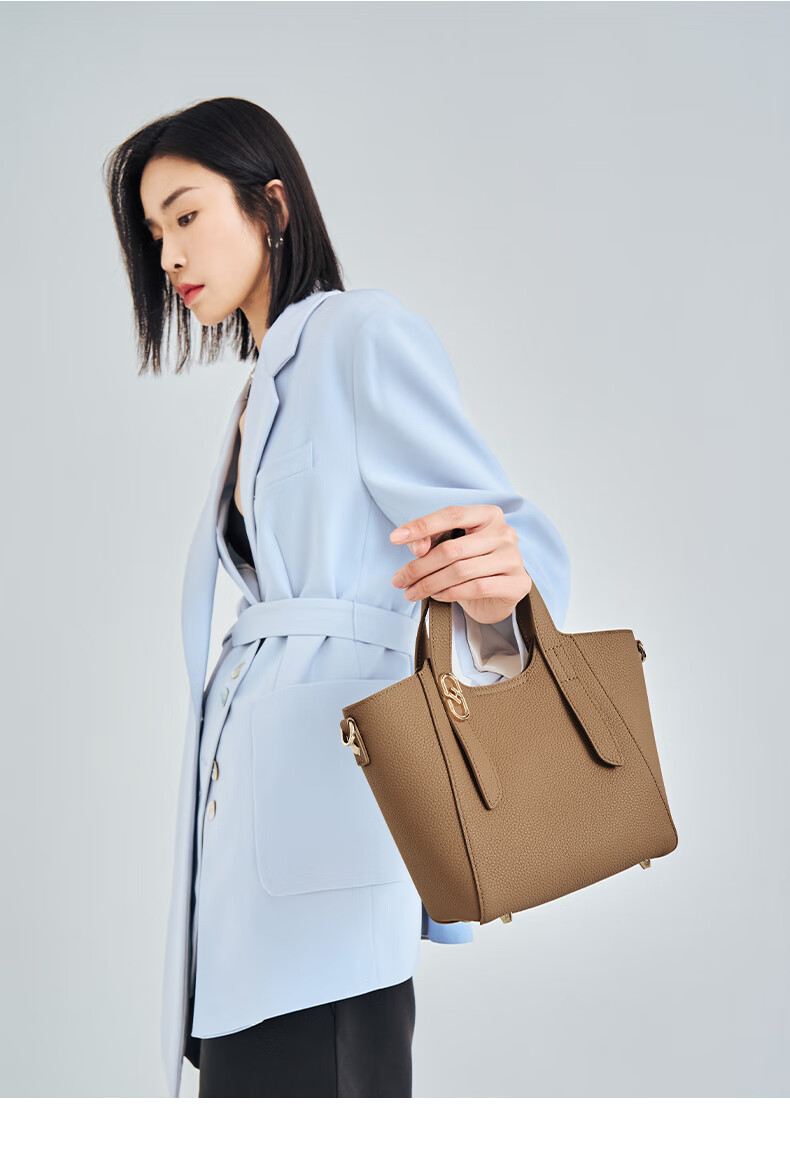 HONGU Women's Leather Handbag, Shoulder Bag, Commuter Basket Bag, Crossbody Bucket Bag, Birthday Gift for Girlfriend 8