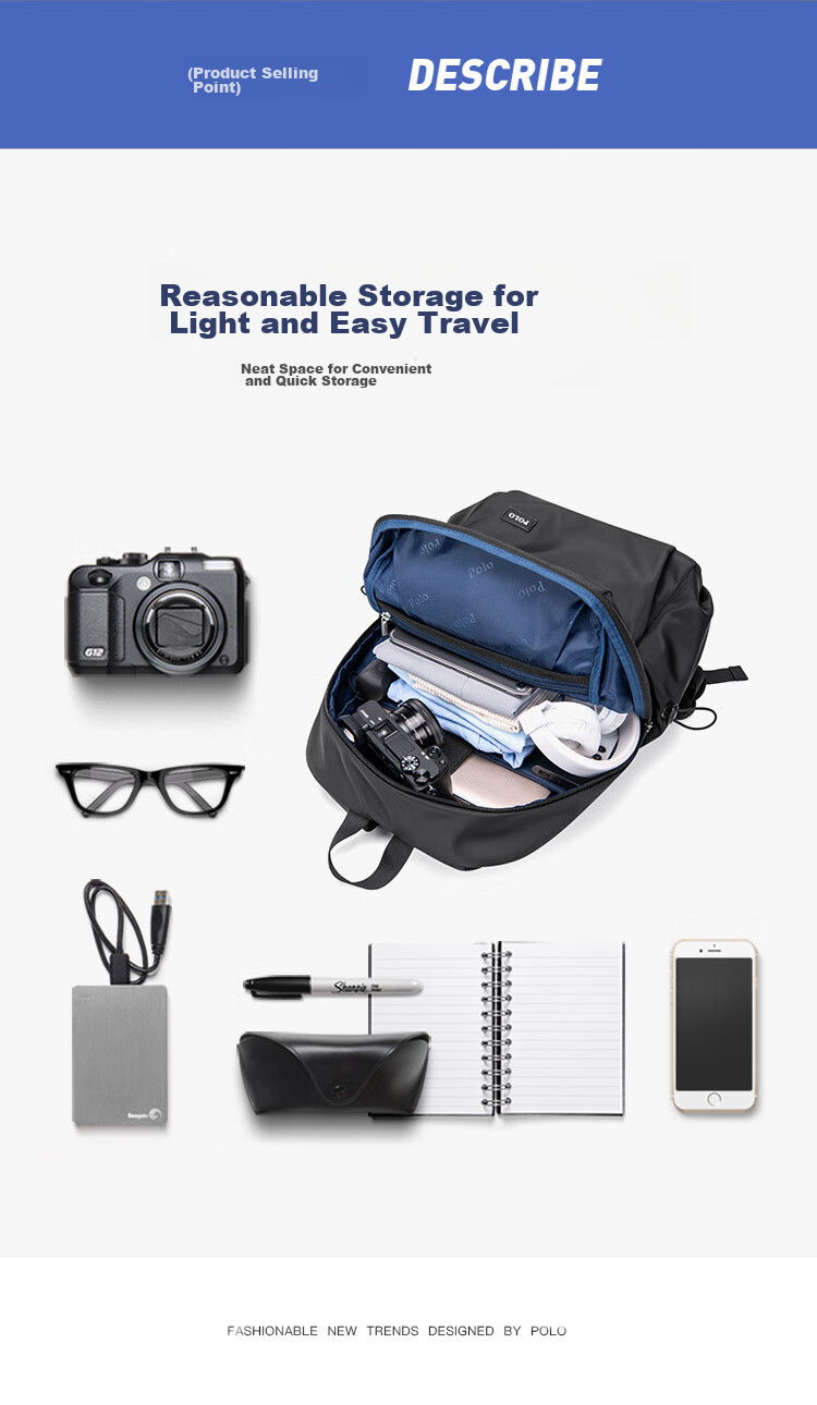 POLO Business Backpack for Men, Travel Backpack, School Bag, 14/15.6-Inch Laptop Bag, Business Trip Bag, Birthday Gift 8