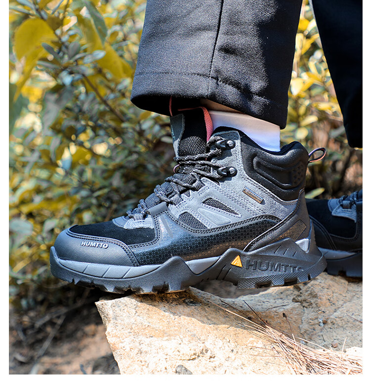 HUMTTO High-Top Waterproof Hiking Boots for Women, Non-Slip Shock-Absorbing Outdoor Trail Walking Climbing Shoes, Black, Size 36 11