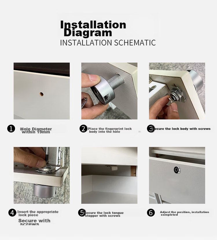 GSON Fingerprint Drawer Lock No-Drill Wardrobe Drawer Safety Lock Hidden Lock Shoe Cabinet Double Door Smart Electronic Lock 9