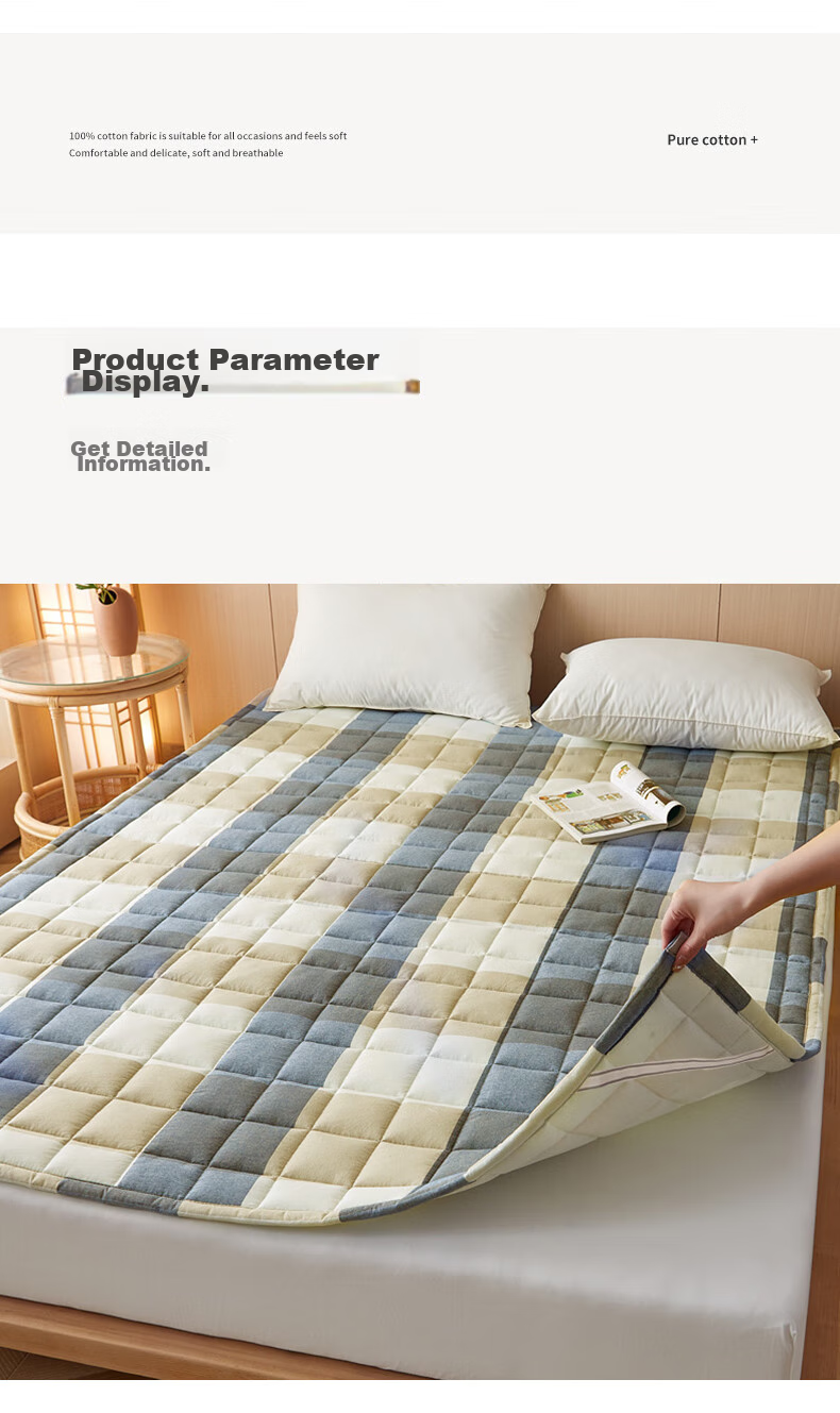 Wuyinliangpin 100% Cotton Mattress Pad, Xinjiang Cotton Bed Cover with Pure Cotton Fabric, Foldable Home Use Mattress Topper, 1.5x2 Meters 10