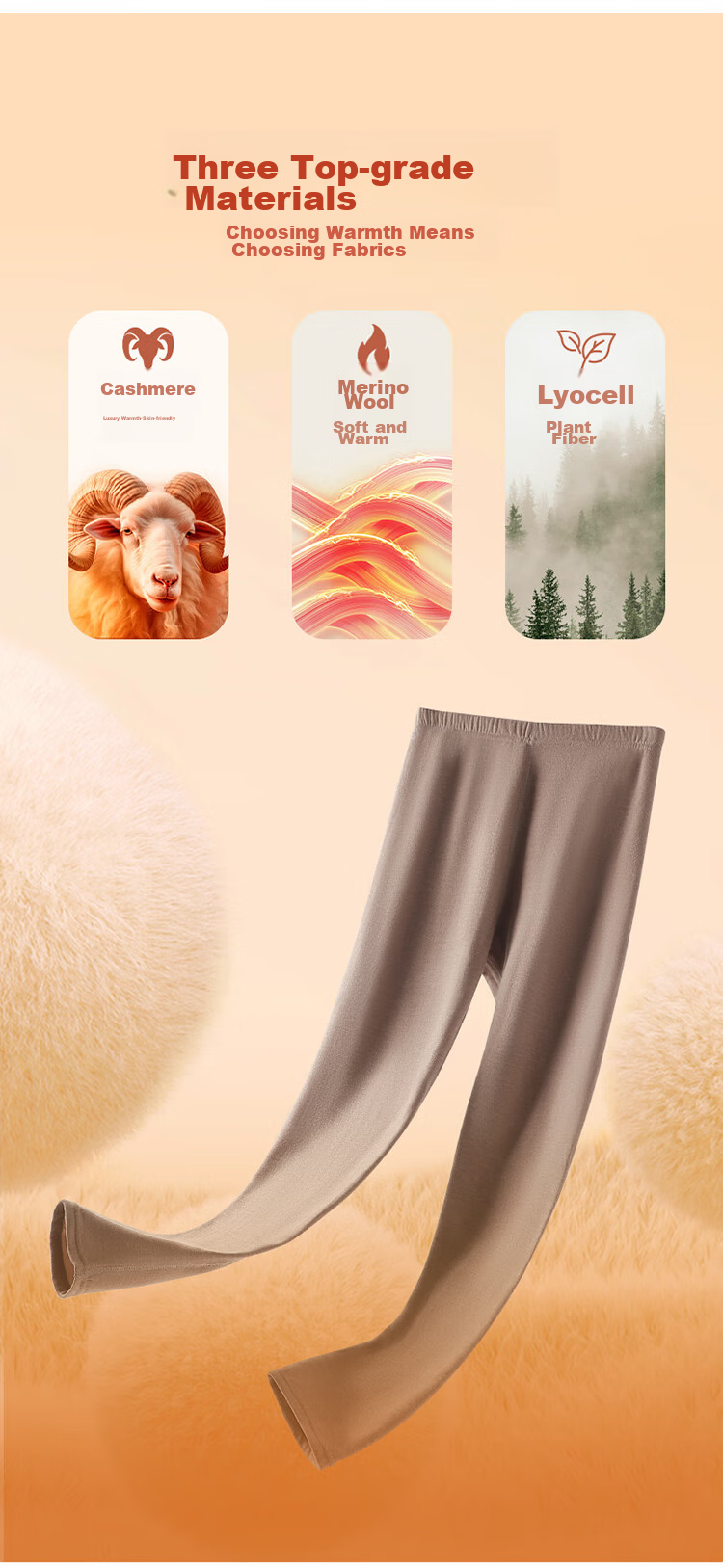 LangSha Women's Thermal Underwear, Tight-Fitting Warm Fleece-Lined Pants for Winter And Autumn, High-Waisted Leggings, Cashmere Base Layer Pants 2