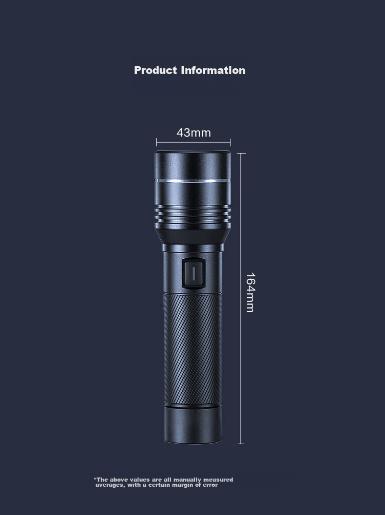JD Original High-Intensity Zoomable Flashlight, 2000 Lumens, Long Battery Life, Outdoor Survival, Rechargeable, Multifunctional, Portable for Home Use 14