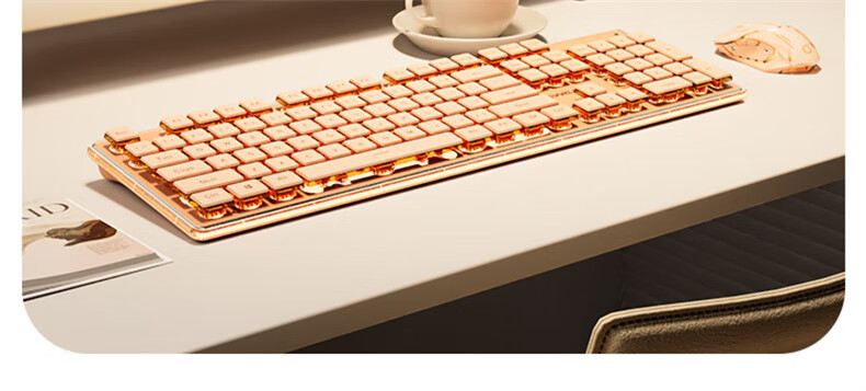 EWEADN V3104 Wireless Keyboard And Mouse Set, Bluetooth Dual-Mode Silent Mechanical Feel High Aesthetic Value Slim Office Membrane Keyboard for Computer Laptop IPad Universal, Milk White Color 19