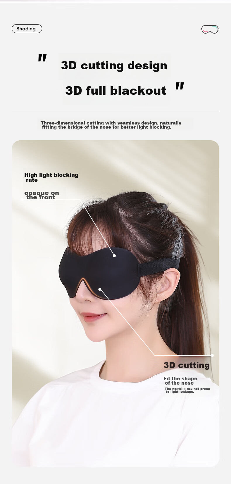 40,000 KM 3D Sleep Mask Light Blocking Eye Mask for Adults Men Women Nap Rest 2