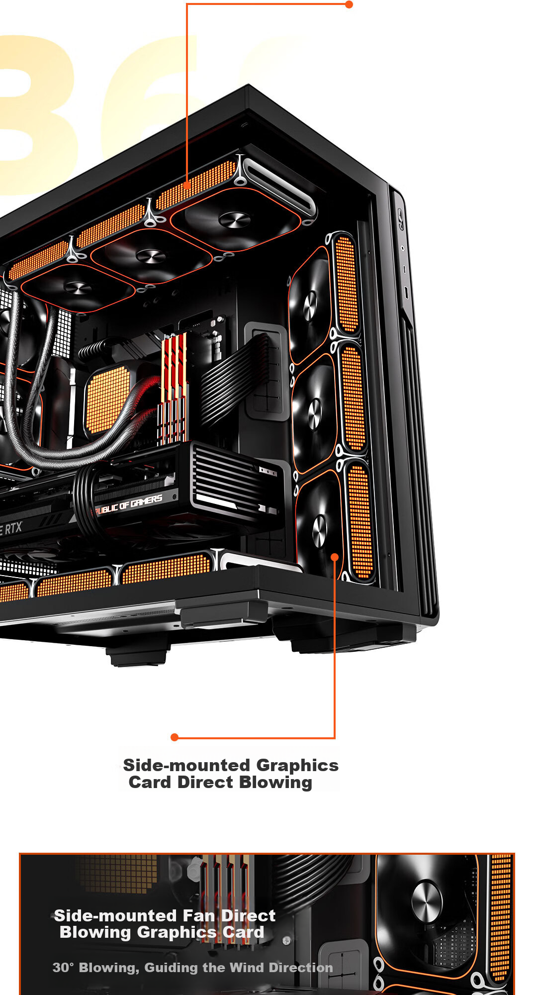 Aigo Starry Sky White Gaming Desktop Computer Case, ATX Motherboard, Supports 360mm Water Cooling, Left And Right Compartment Design, 5090 Graphics Card Compatible 8
