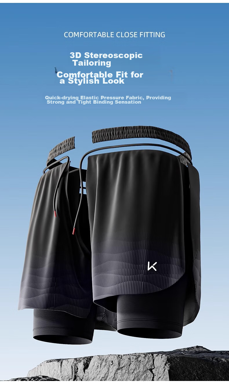 Keep Swim Trunks for Men, Anti-Embarrassment Hot Spring Swimwear, Double-Layer Five-Point Large Size Beach Shorts Swimming Gear, Black XL 4