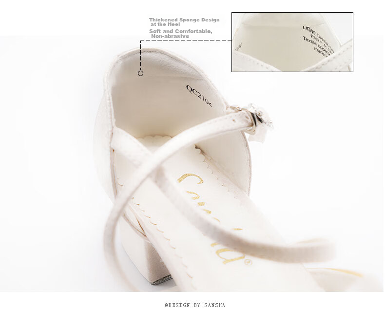 Sansha Children's Latin Dance Shoes for Girls, Soft Sole Ballroom Dance National Standard Dance Shoes Sandals, White, Size 34 5