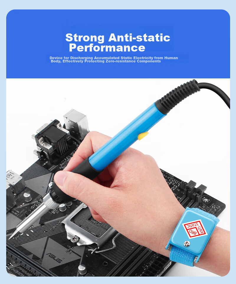 Jiuqiangu Anti-Static Wrist Strap PU Corded Wrist Strap for Workshop Factory Maintenance Human Body Static Electricity Removal Wristband Anti-Static Wristband 2.5 Meters [5-Pack] 4