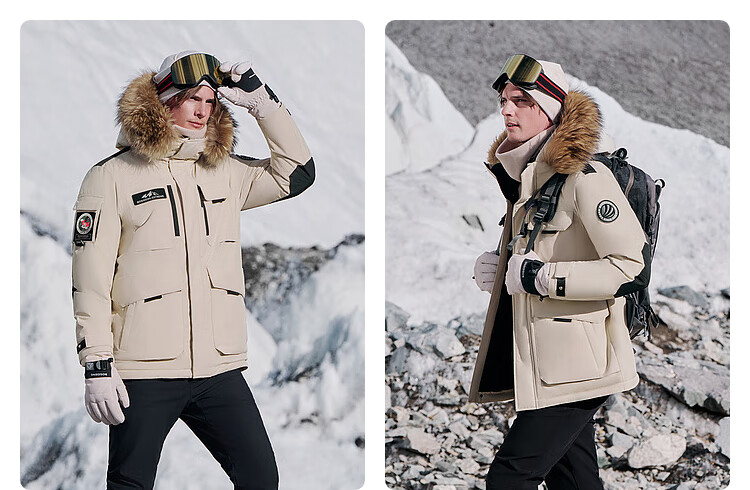 Bosideng Harbin Series Winter Down Jacket Unisex Short Hooded Coat with Large Fur Collar Goose Down 20