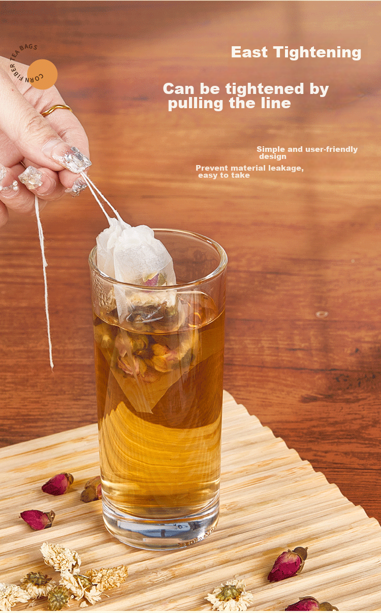 SHUANG YU Corn Fiber Tea Filter Bags, 100 Count Drawstring Tea Strainer Bags for Filtering Tea Residue And Herbs, Marinade Spice Bags 6