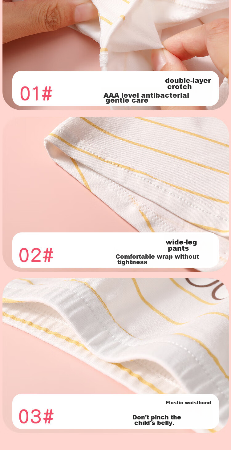 FENTENGCARE Children's Underwear for Girls, 100% Pure Cotton Crotch, Big Girls' Baby Teenage Boxer Briefs, Boyshorts, Ages 3-6 YR 9