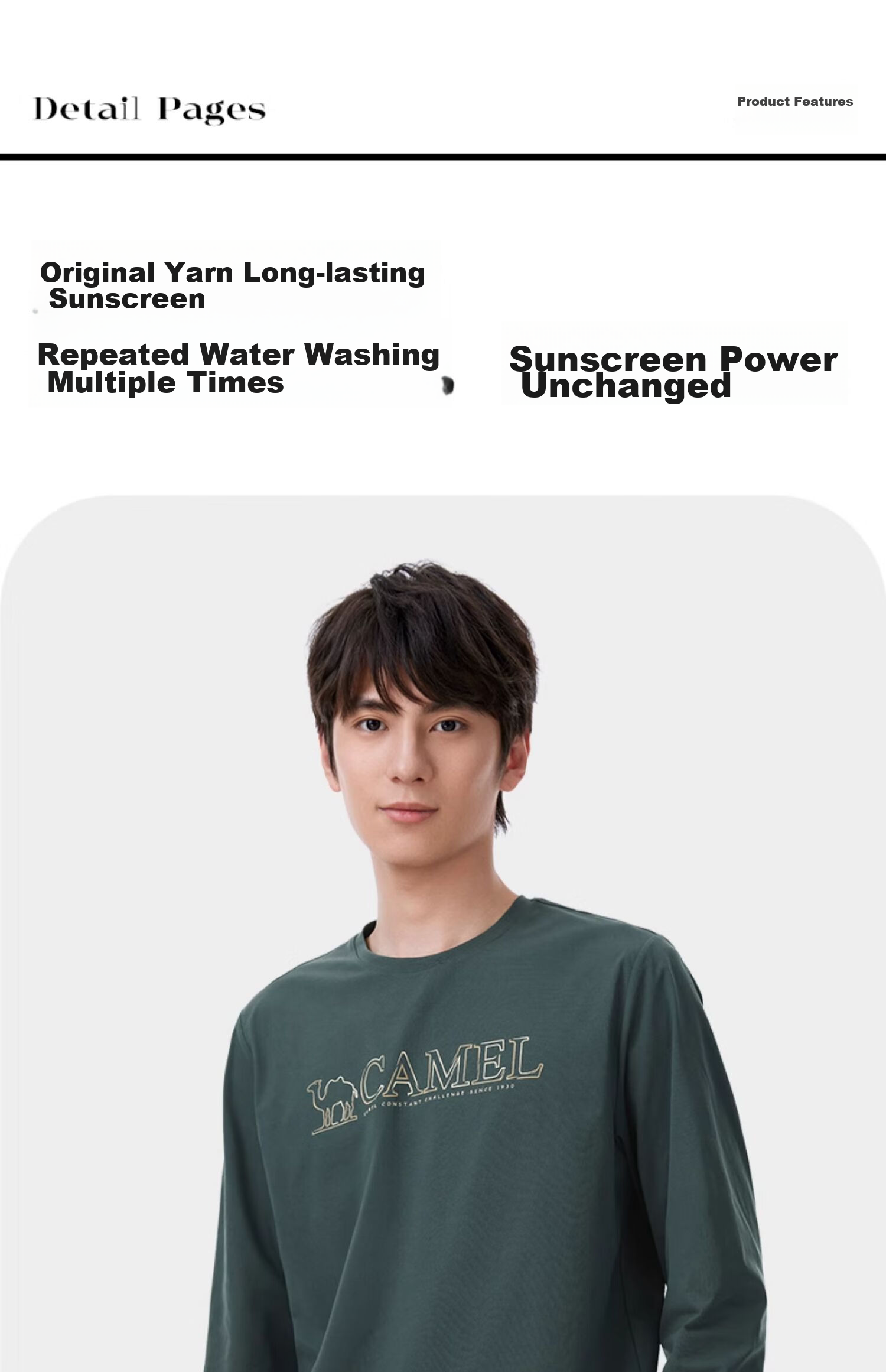 CAMEL Outdoor Quick-Dry Long Sleeve Round Neck T-Shirt for Men And Women, UPF50+ Original Yarn Sun Protection UV Protection Ice Cool Top 4