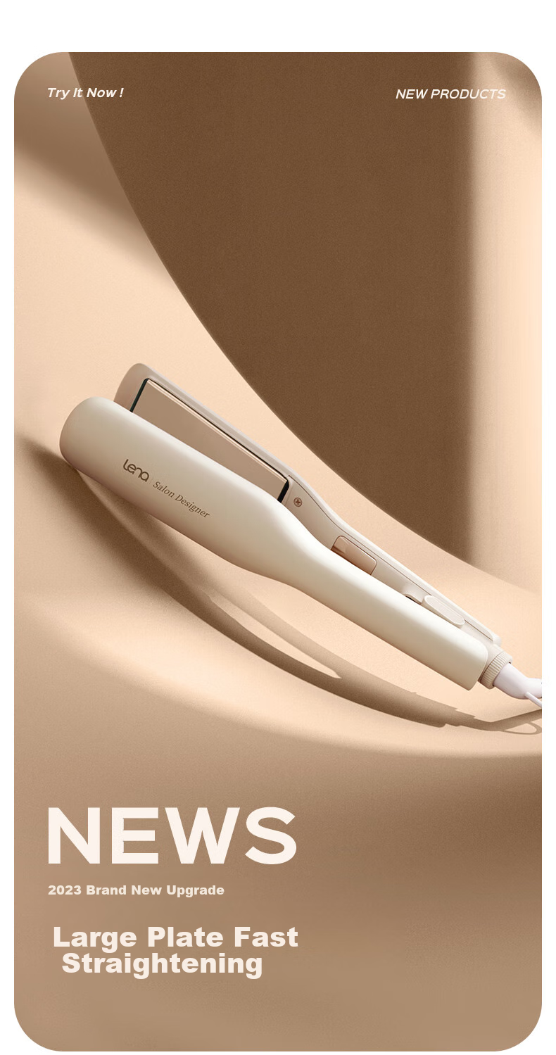 Lena Extended And Widened Hair Straightener, Negative Ion Flat Iron, Non-Damaging Hair Straightener, Dual-Purpose Curling And Straightening Iron for Women, Gift LN-907S Portable for Travel 1