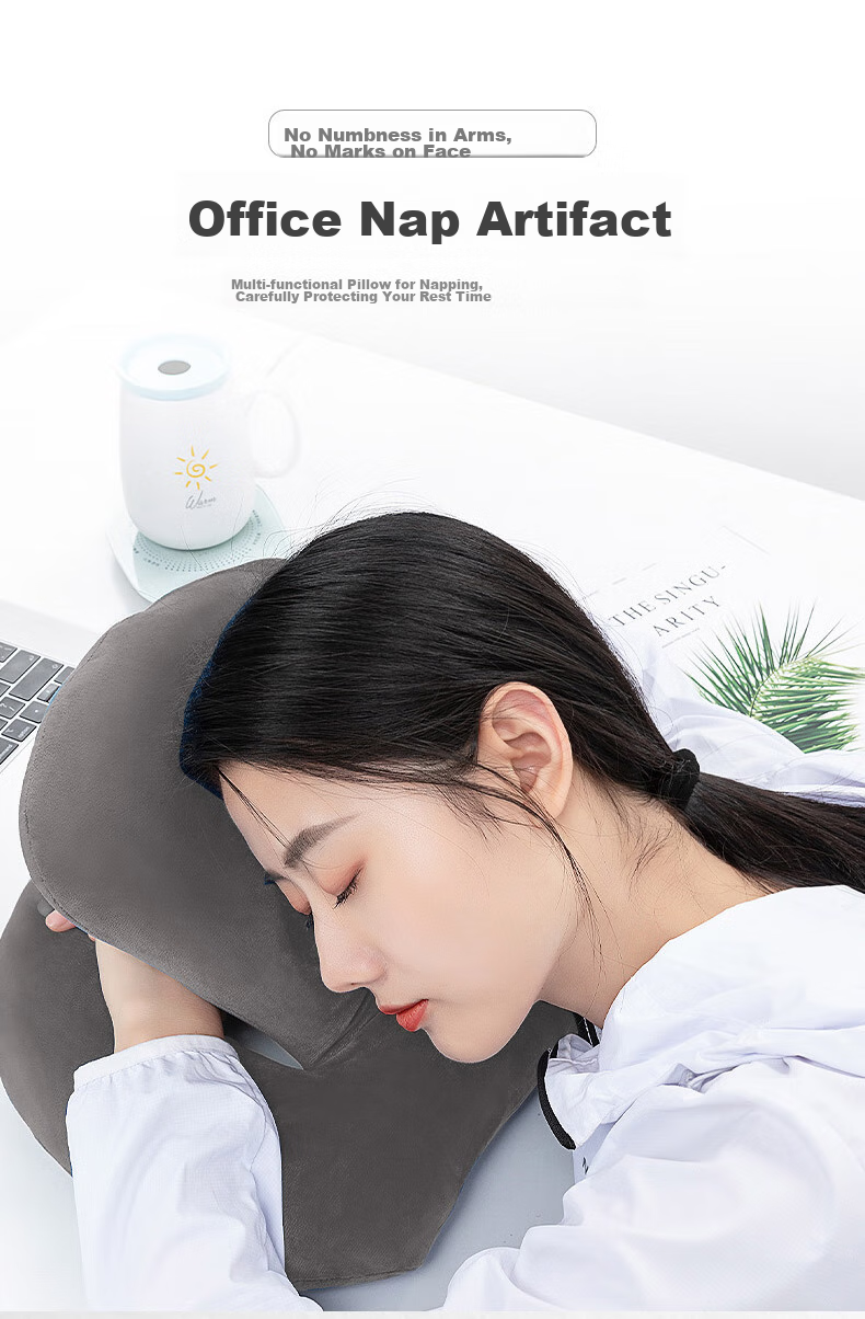 La Torretta Nap Pillow, Office Nap Pillow, Face-Down Pillow, AB-Sided Elementary School Student Cushion, Face-Down Pillow, Gray 3