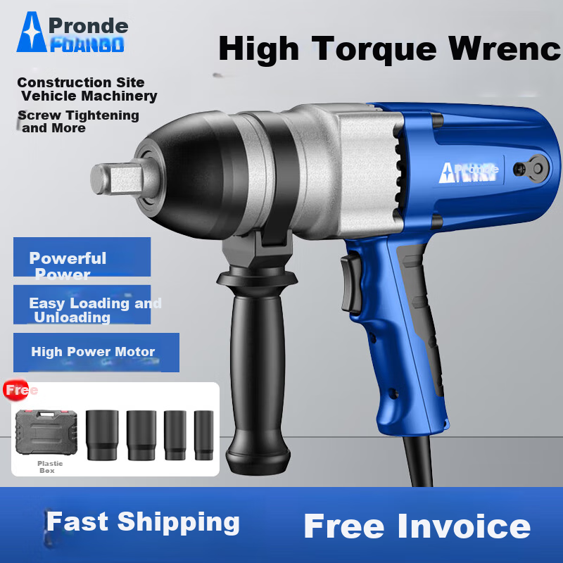 PUANGD Electric Wrench, High Torque, 220V, High Power, Household Electric Impact Wrench, Heavy-Duty Wrench, Railway And Auto Repair Electric Tool